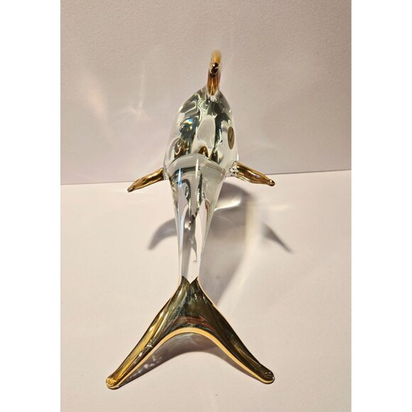 Large Murano Glass Gold Accented Dolphin Figurine - Picture 8 of 10